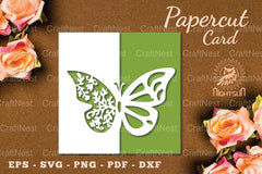 Floral Butterfly Papercut Card Clipart Bundle - CraftNest - Digital Crafting and Art