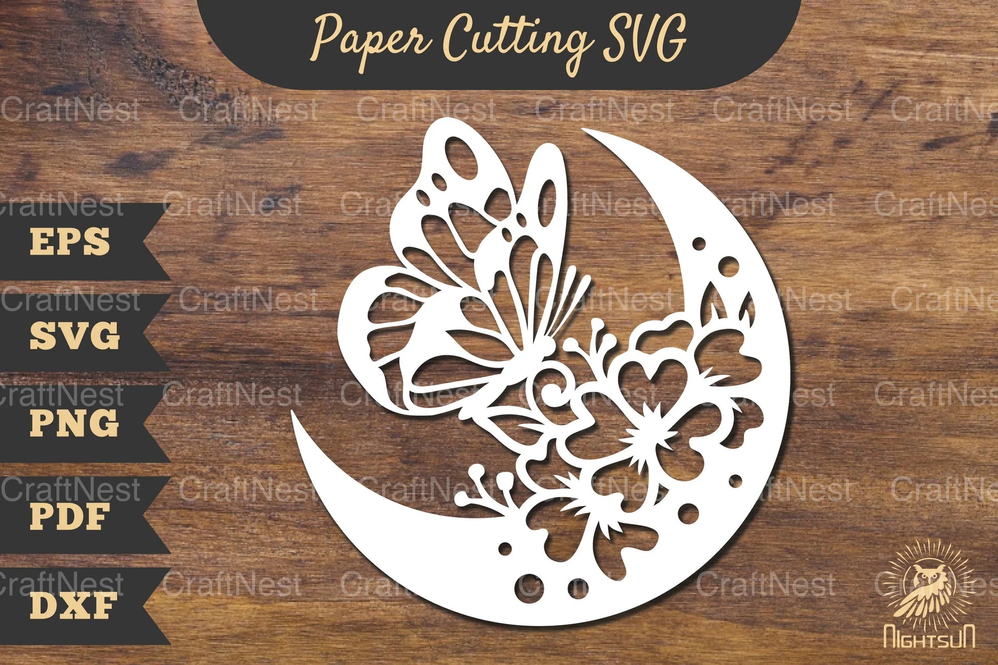Floral Butterfly and Moon Papercut Clipart Bundle - CraftNest - Digital Crafting and Art