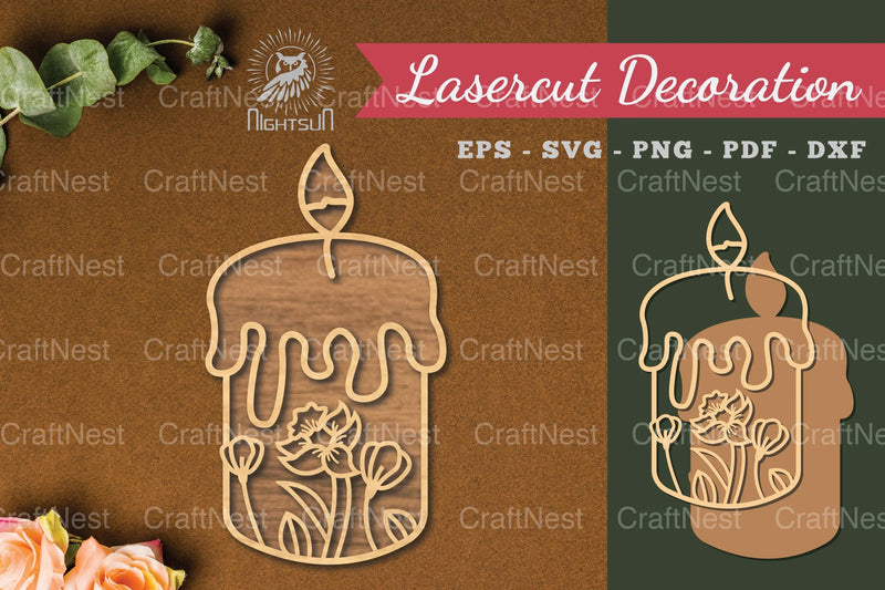 Floral Candle Laser Cut Decoration Clipart Bundle - CraftNest - Digital Crafting and Art