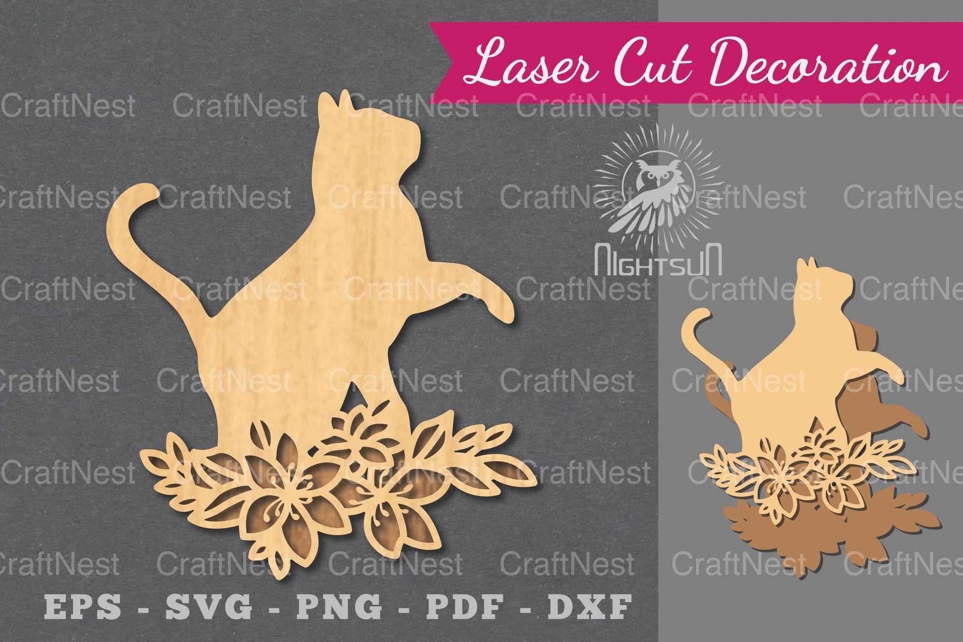 Floral Cat Laser Cut Decoration Clipart Bundle - CraftNest - Digital Crafting and Art