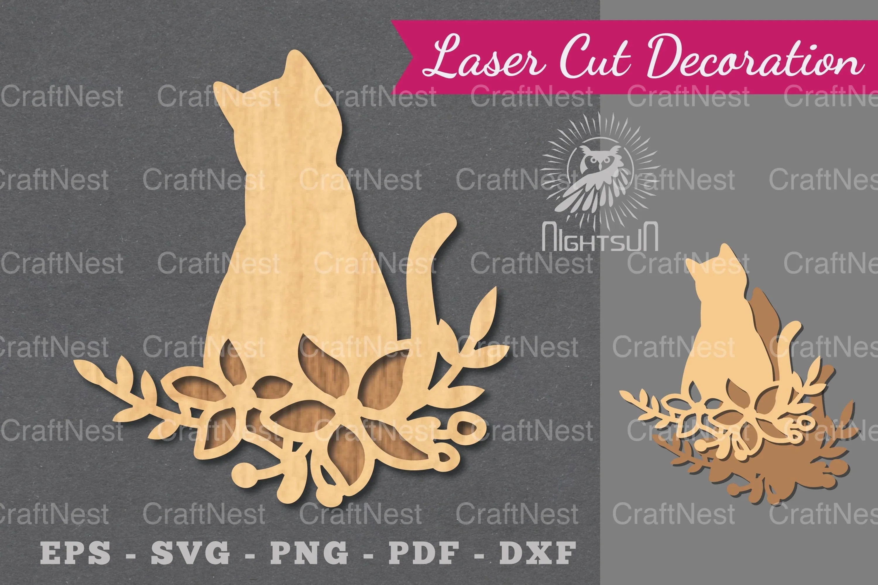 Floral Cat Laser Cut Decoration Clipart Bundle - CraftNest - Digital Crafting and Art