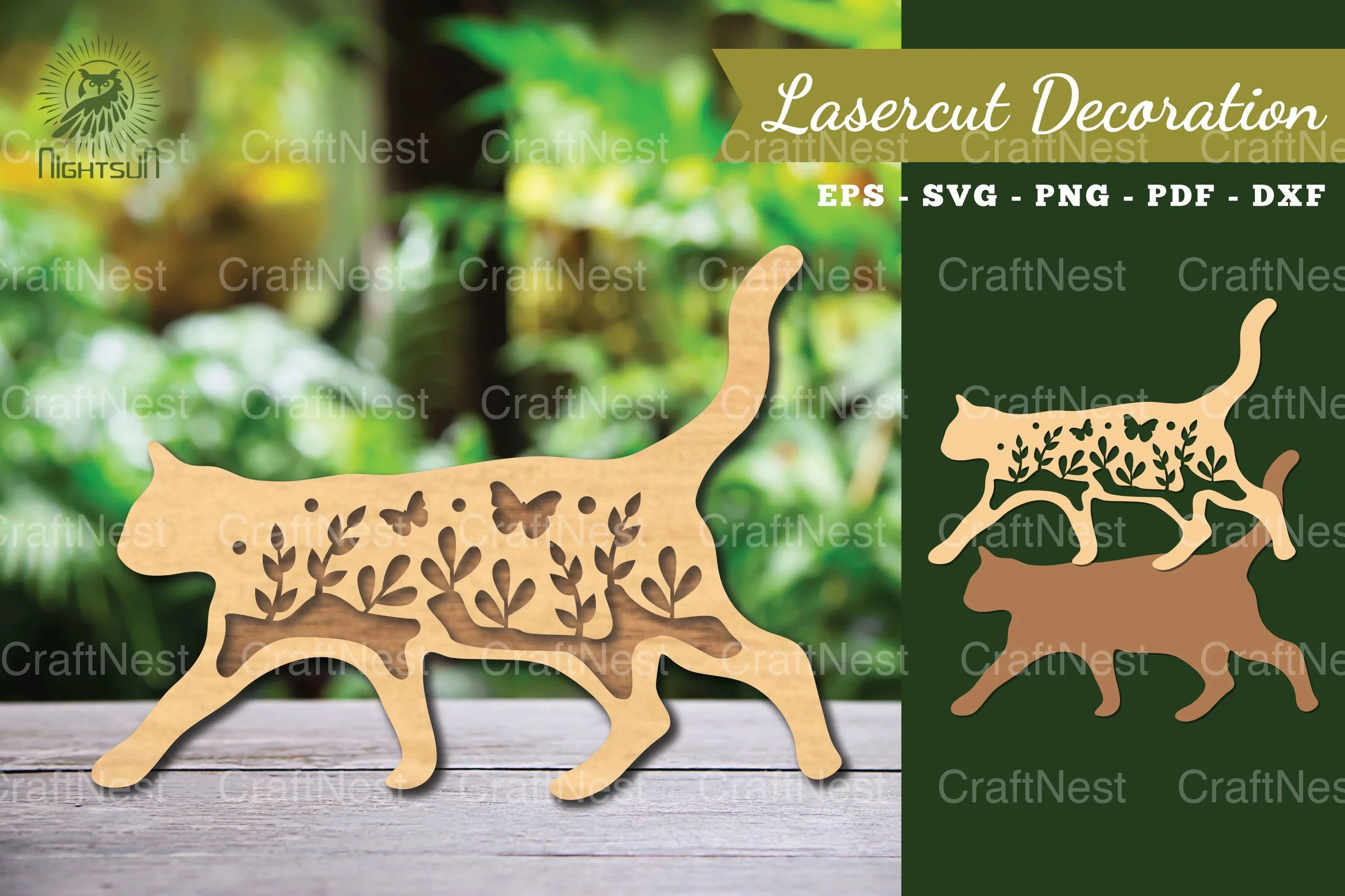 Floral Cat Laser Cut Decoration Clipart Bundle - CraftNest - Digital Crafting and Art