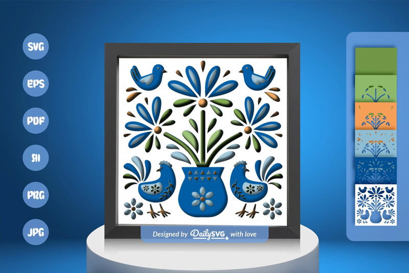Floral Chicken Folk Art Papercut SVG Bundle - CraftNest - Digital Crafting and Art