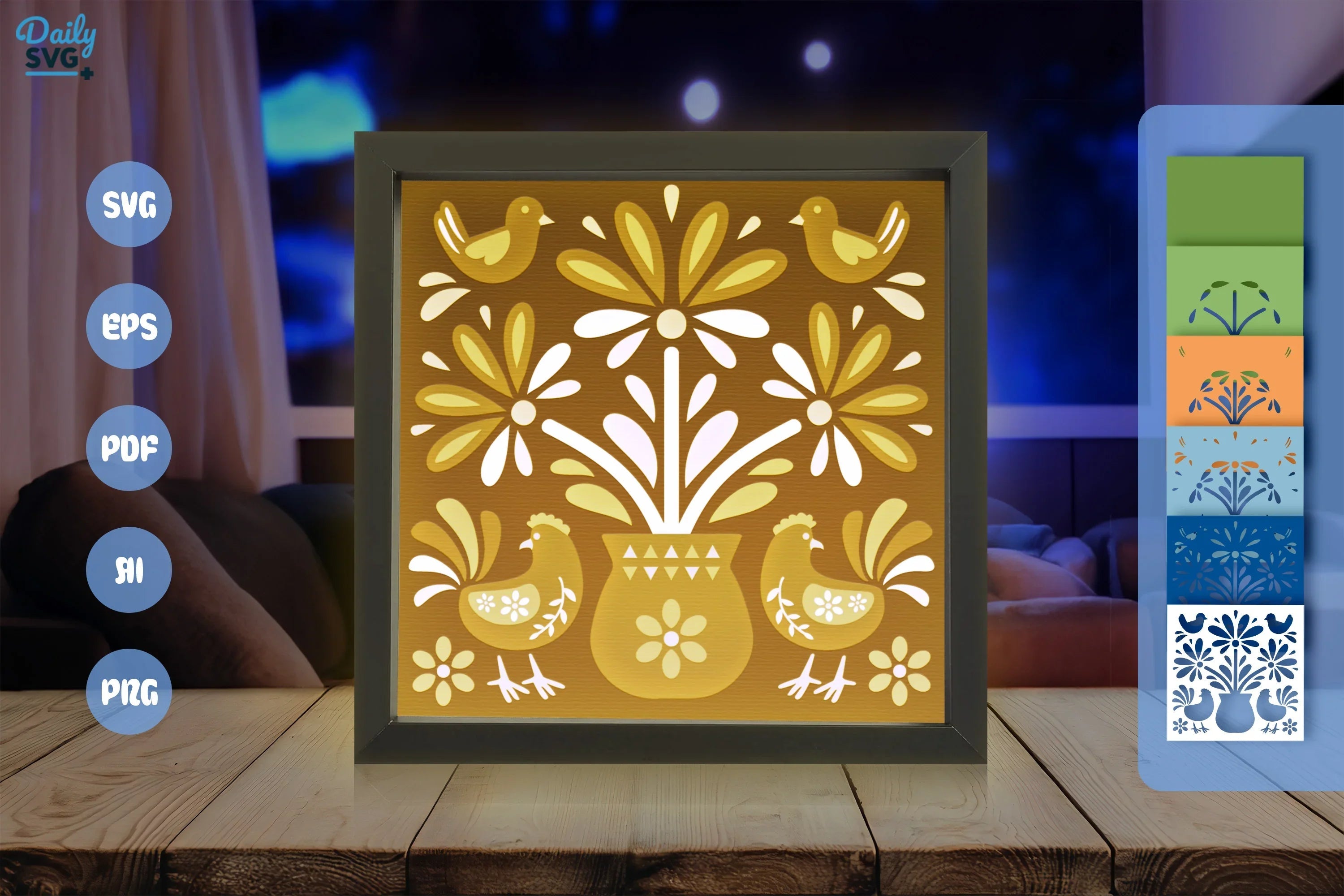 Floral Chicken Folk Art Papercut SVG Bundle - CraftNest - Digital Crafting and Art