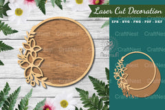Floral Circle Laser Cut Sign Design Bundle - CraftNest - Digital Crafting and Art
