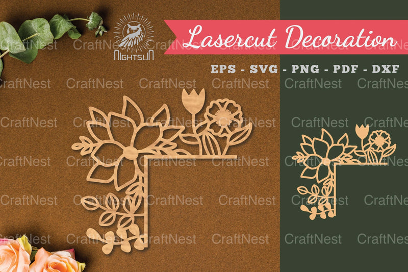 Floral Corner Laser Cut Decoration Clipart Bundle - CraftNest - Digital Crafting and Art