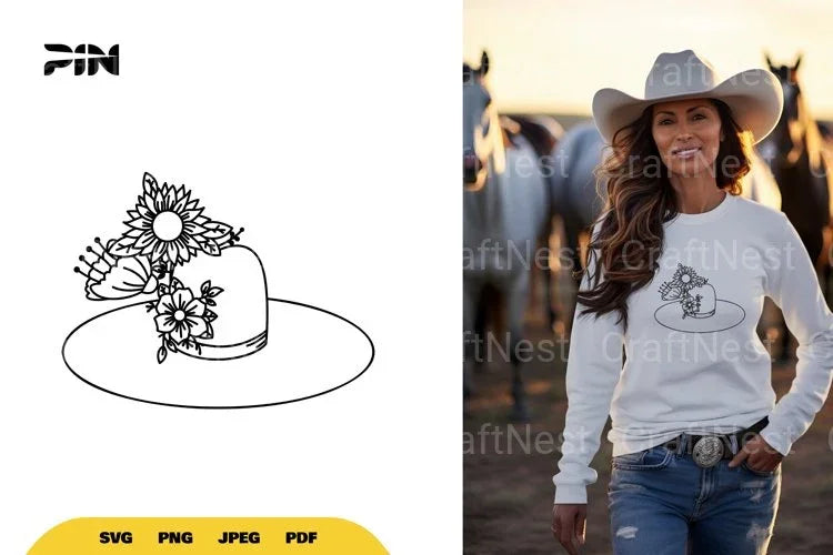 Floral Cowboy Hat SVG Bundle - CraftNest - Digital Crafting and Art