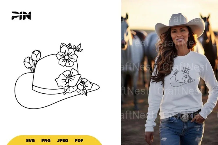 Floral Cowboy Hat SVG Bundle - CraftNest - Digital Crafting and Art