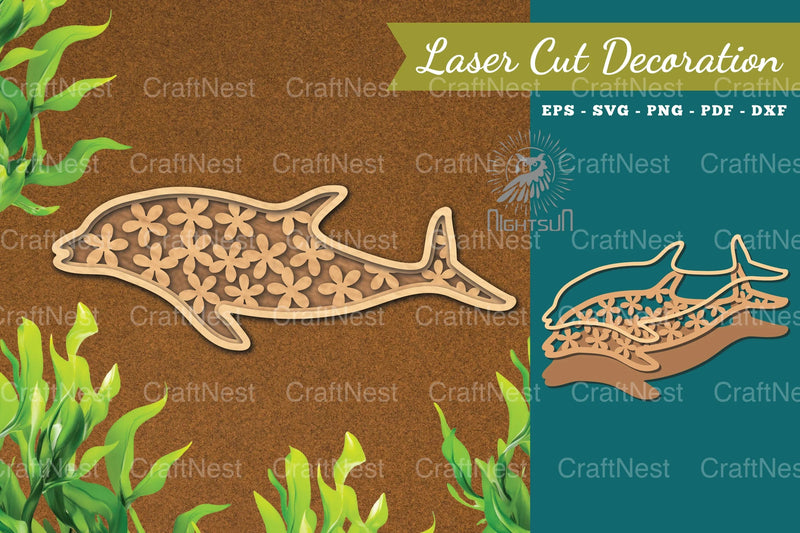 Floral Dolphin Laser Cut Decoration Clipart Bundle - CraftNest - Digital Crafting and Art