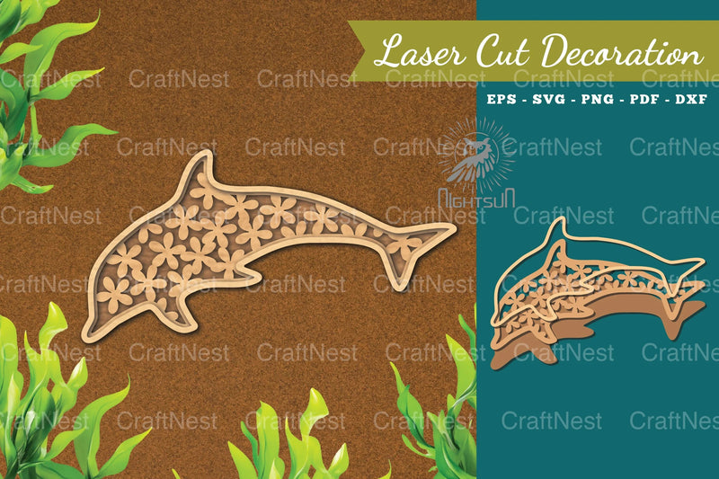 Floral Dolphin Laser Cut Decoration Clipart Bundle - CraftNest - Digital Crafting and Art