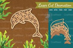 Floral Dolphin Laser Cut Decoration Clipart Bundle - CraftNest - Digital Crafting and Art