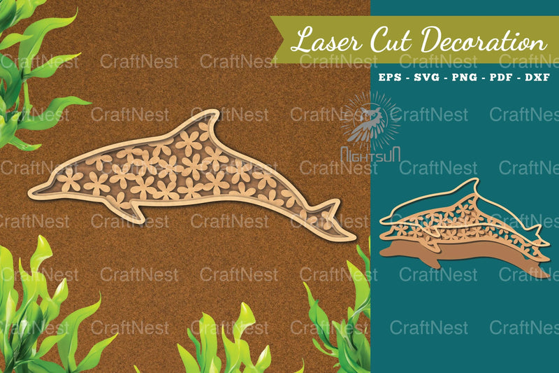 Floral Dolphin Laser Cut Decoration Clipart Bundle - CraftNest - Digital Crafting and Art