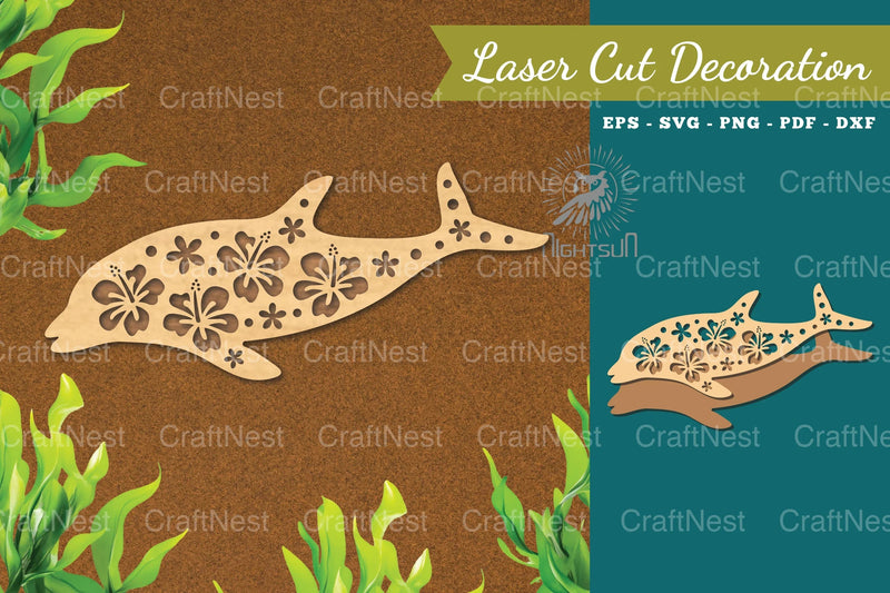 Floral Dolphin Laser Cut Decoration Clipart Bundle - CraftNest - Digital Crafting and Art