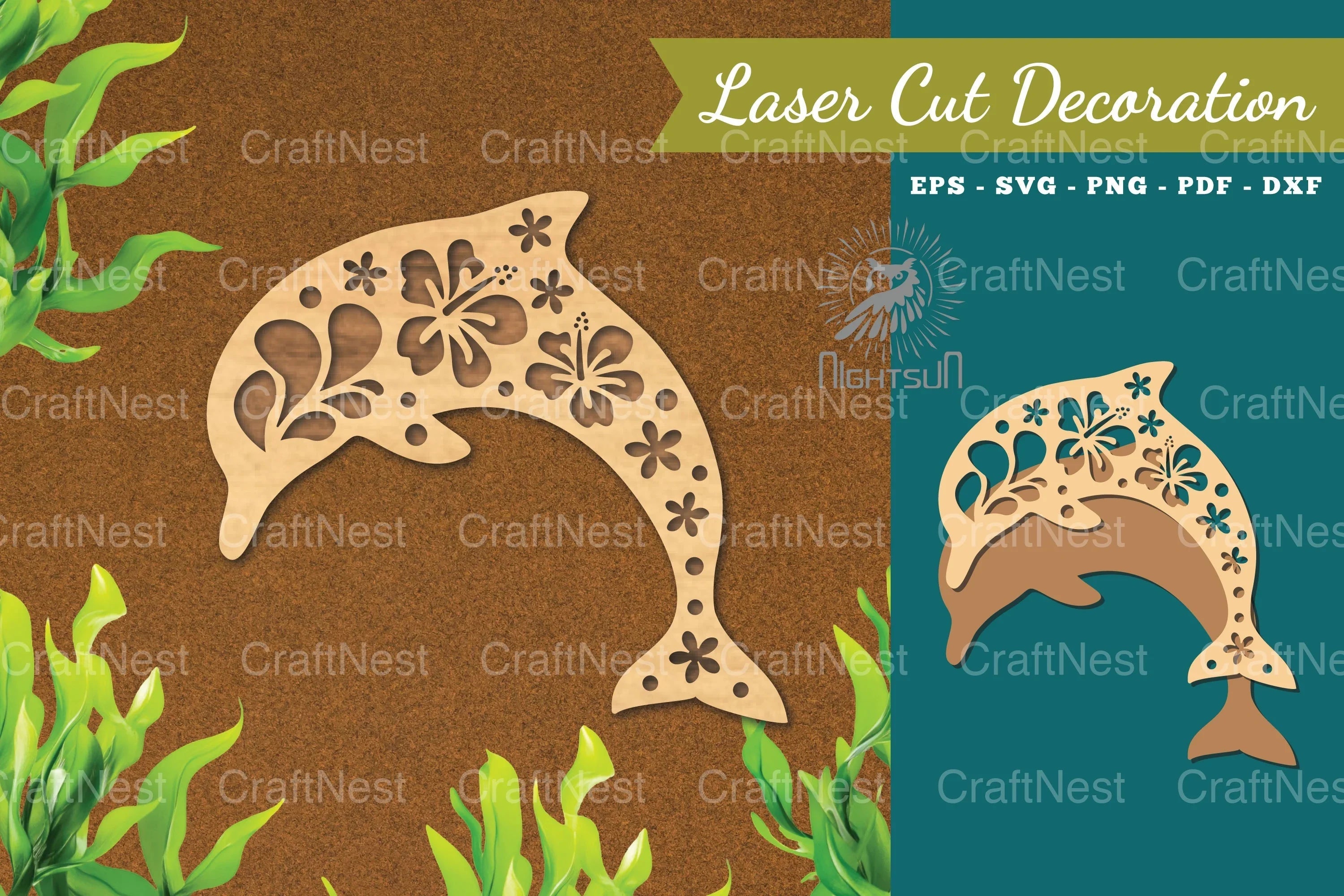 Floral Dolphin Laser Cut Decoration Clipart Bundle - CraftNest - Digital Crafting and Art