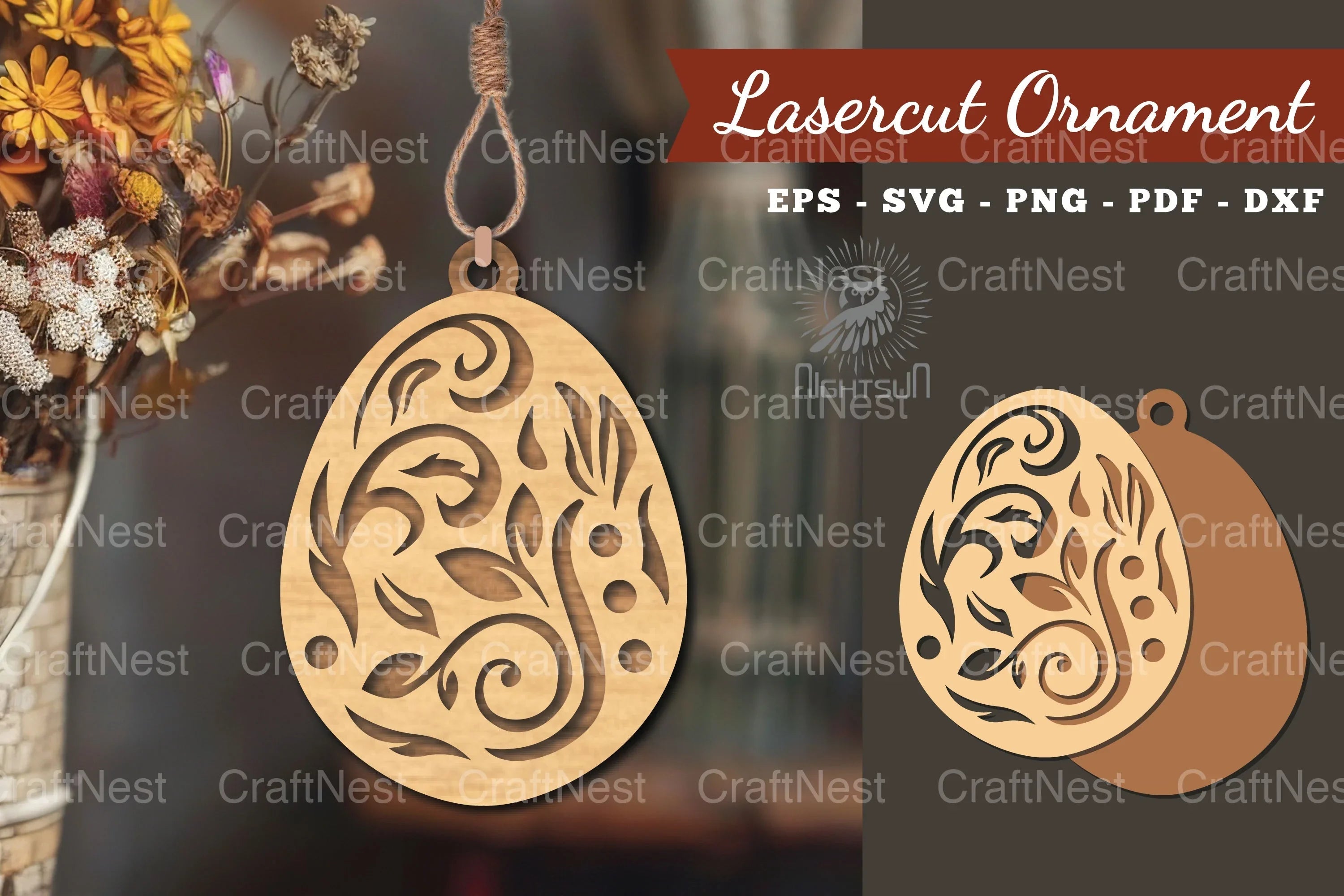 Floral Egg Laser Cut Ornament Clipart Bundle - CraftNest - Digital Crafting and Art