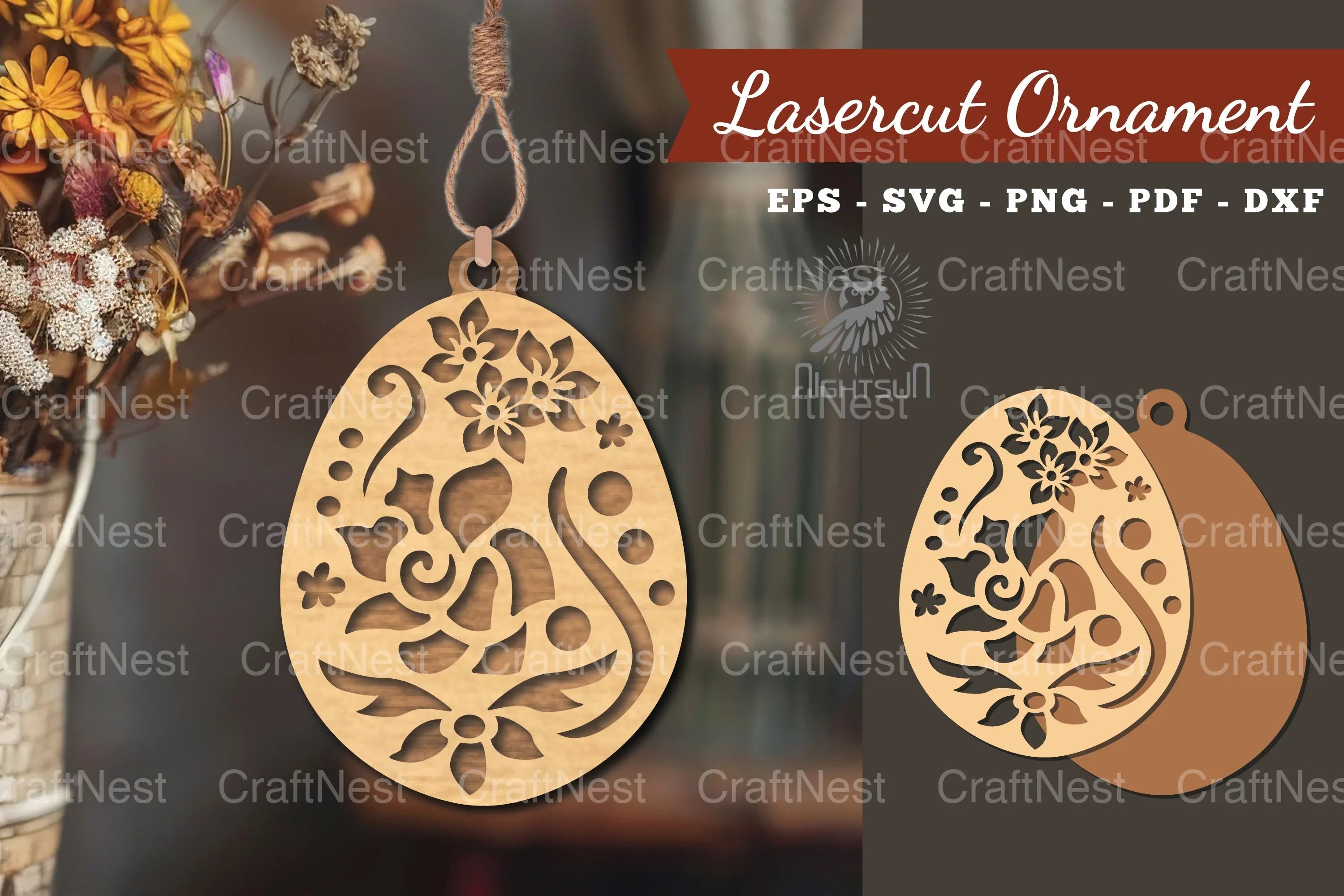 Floral Egg Laser Cut Ornament Clipart Bundle - CraftNest - Digital Crafting and Art
