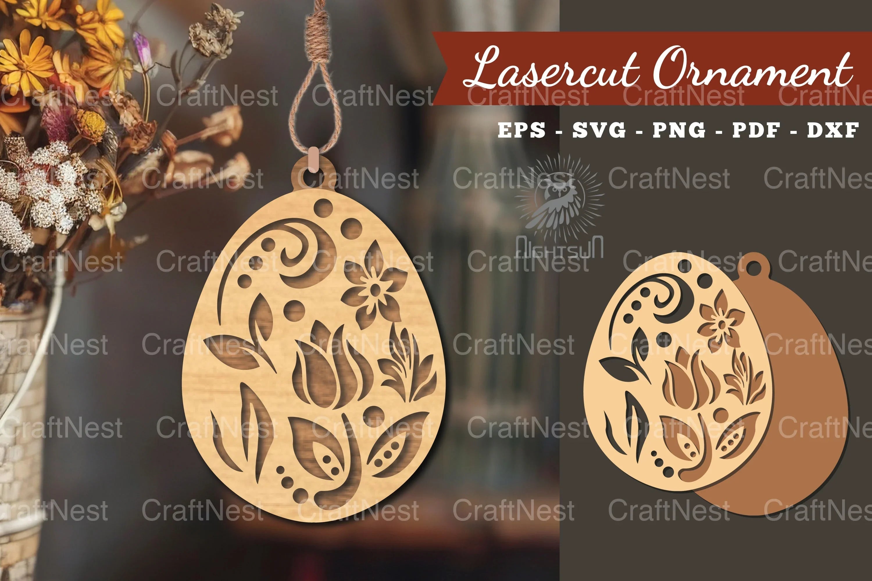 Floral Egg Laser Cut Ornament Clipart Bundle - CraftNest - Digital Crafting and Art