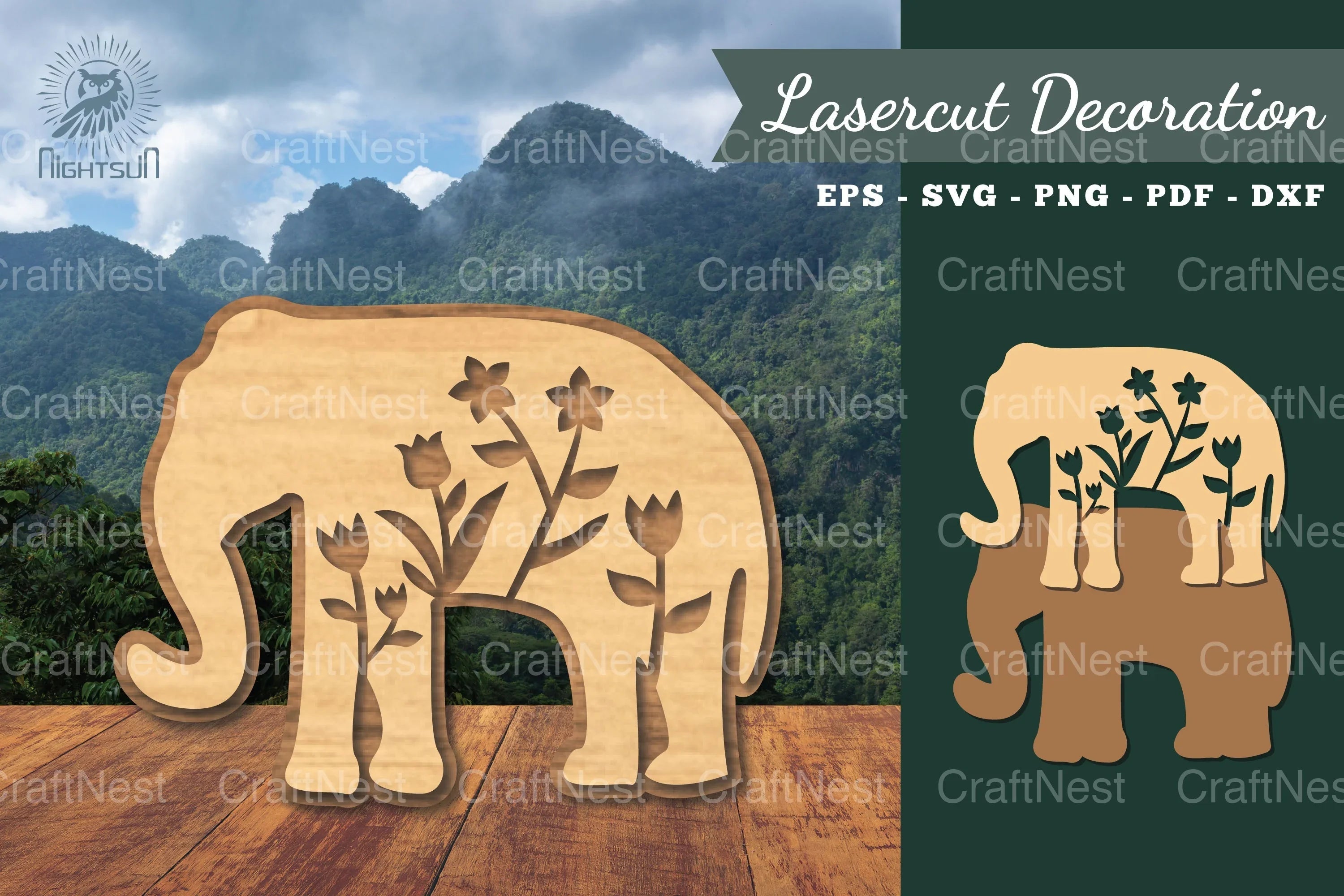 Floral Elephant Laser Cut Decoration Clipart Bundle - CraftNest - Digital Crafting and Art