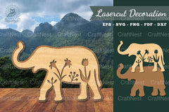 Floral Elephant Laser Cut Decoration Clipart Bundle - CraftNest - Digital Crafting and Art