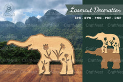 Floral Elephant Laser Cut Decoration Clipart Bundle - CraftNest - Digital Crafting and Art