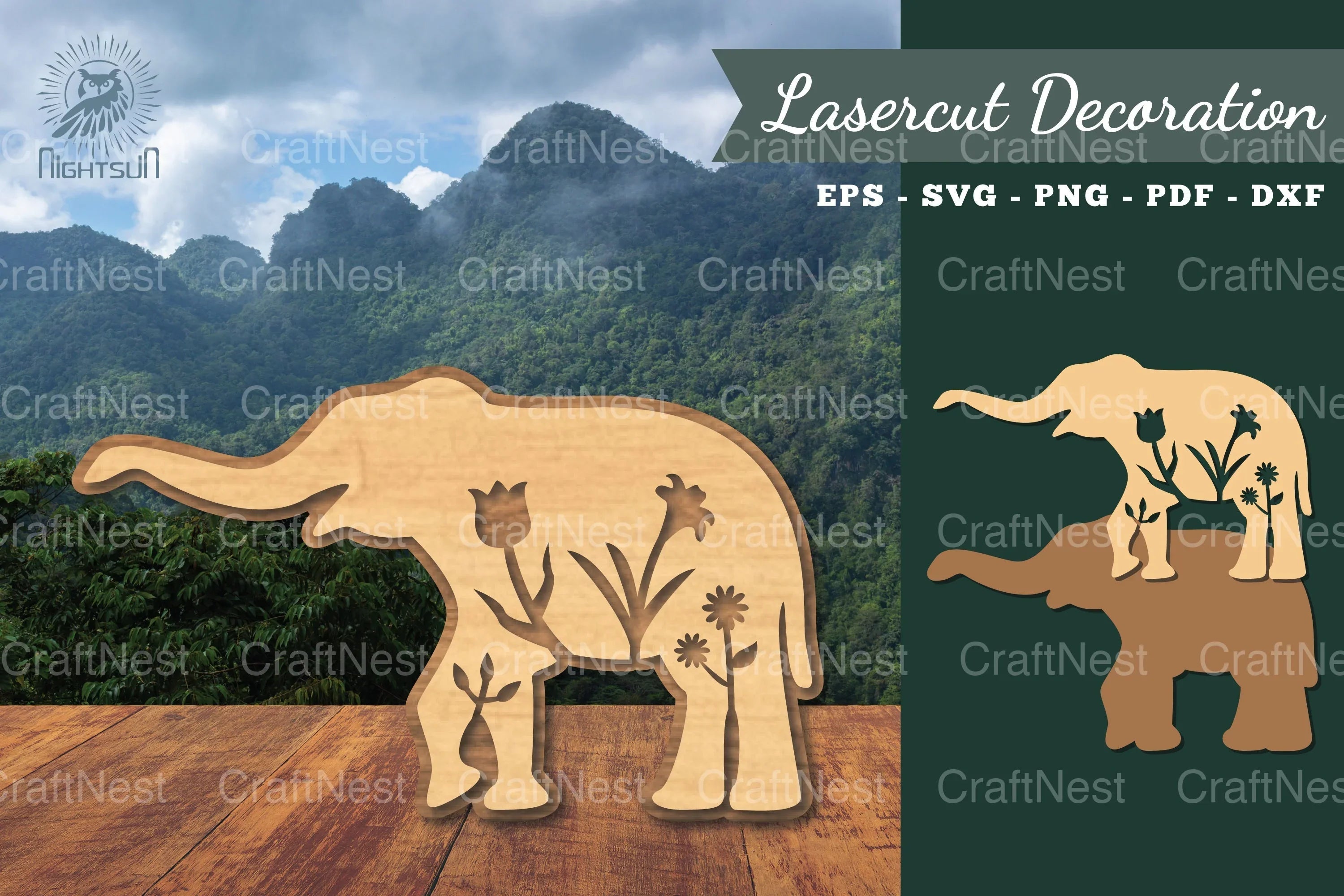 Floral Elephant Laser Cut Decoration Clipart Bundle - CraftNest - Digital Crafting and Art