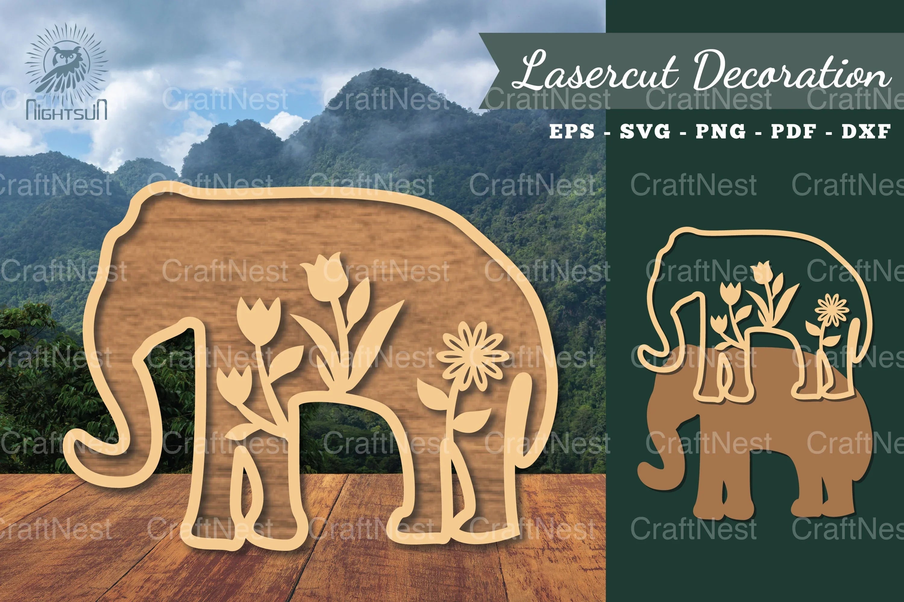 Floral Elephant Laser Cut Decoration Bundle - CraftNest - Digital Crafting and Art