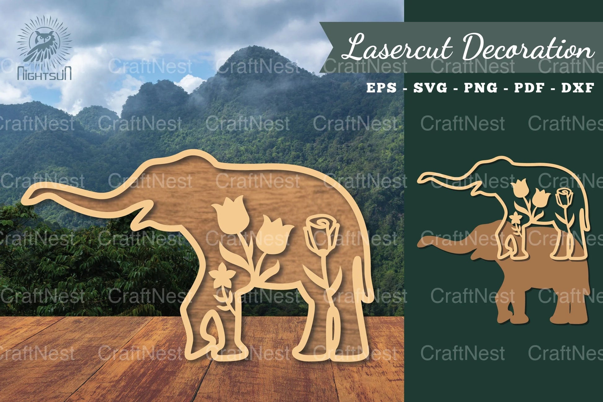 Floral Elephant Laser Cut Decoration Bundle - CraftNest - Digital Crafting and Art