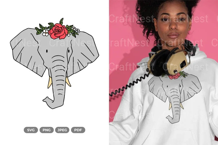 Floral Elephant Beauty Animal Clipart Bundle - CraftNest - Digital Crafting and Art