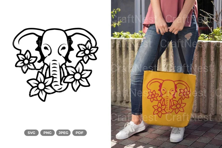 Floral Elephant Beauty Animal SVG Bundle - CraftNest - Digital Crafting and Art