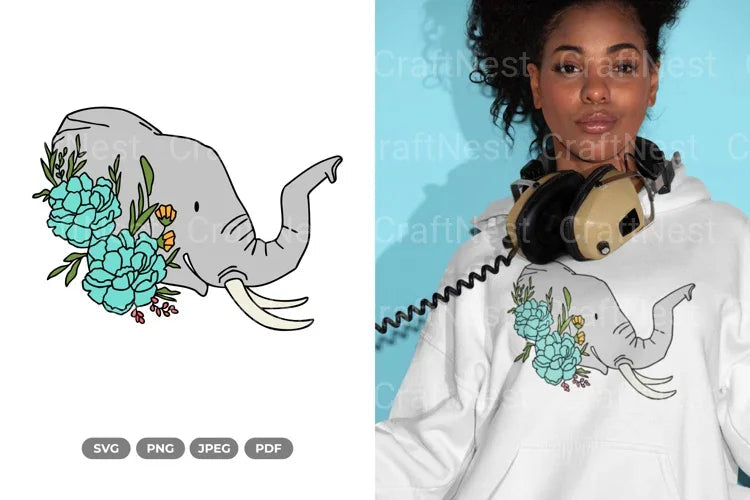 Floral Elephant Beauty Animal Clipart Bundle - CraftNest - Digital Crafting and Art