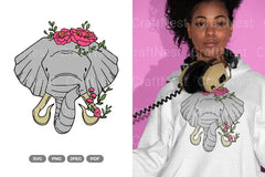 Floral Elephant Beauty Animal Clipart Bundle - CraftNest - Digital Crafting and Art