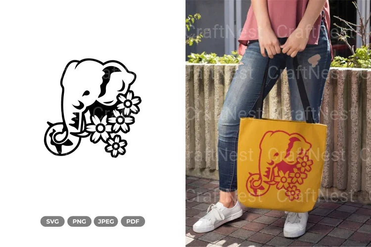 Floral Elephant Beauty Animal SVG Bundle - CraftNest - Digital Crafting and Art