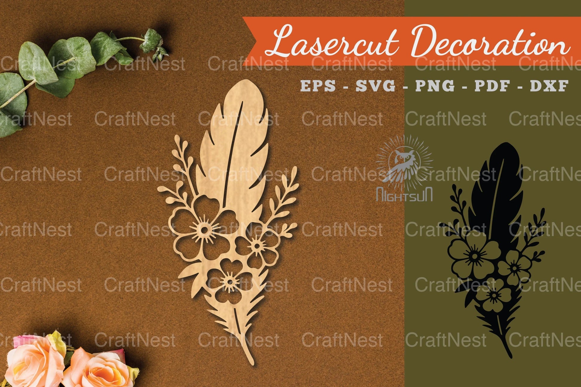 Floral Feather Lasercut Decoration Clipart Bundle - CraftNest - Digital Crafting and Art
