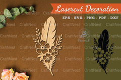 Floral Feather Lasercut Decoration Clipart Bundle - CraftNest - Digital Crafting and Art