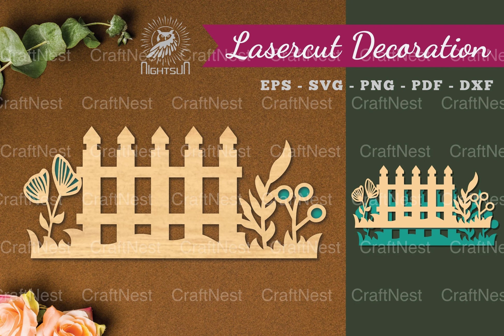 Floral Fence Laser Cut Decoration Clipart Bundle - CraftNest - Digital Crafting and Art