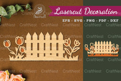 Floral Fence Laser Cut Decoration Clipart Bundle - CraftNest - Digital Crafting and Art