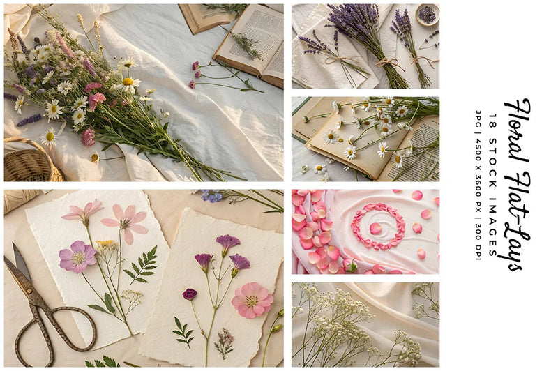 Floral Flatlays - Stock Images - CraftNest - Digital Crafting and Art