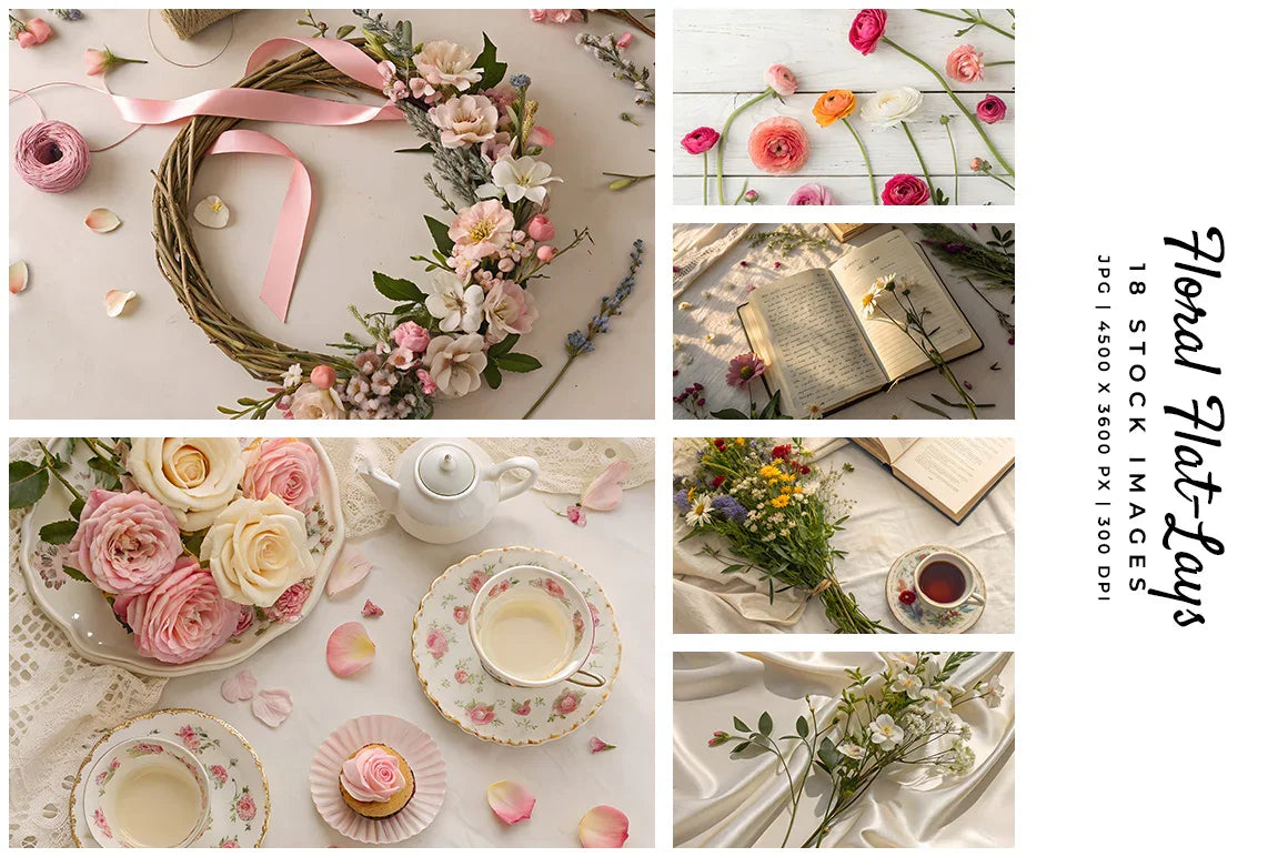 Floral Flatlays - Stock Images - CraftNest - Digital Crafting and Art
