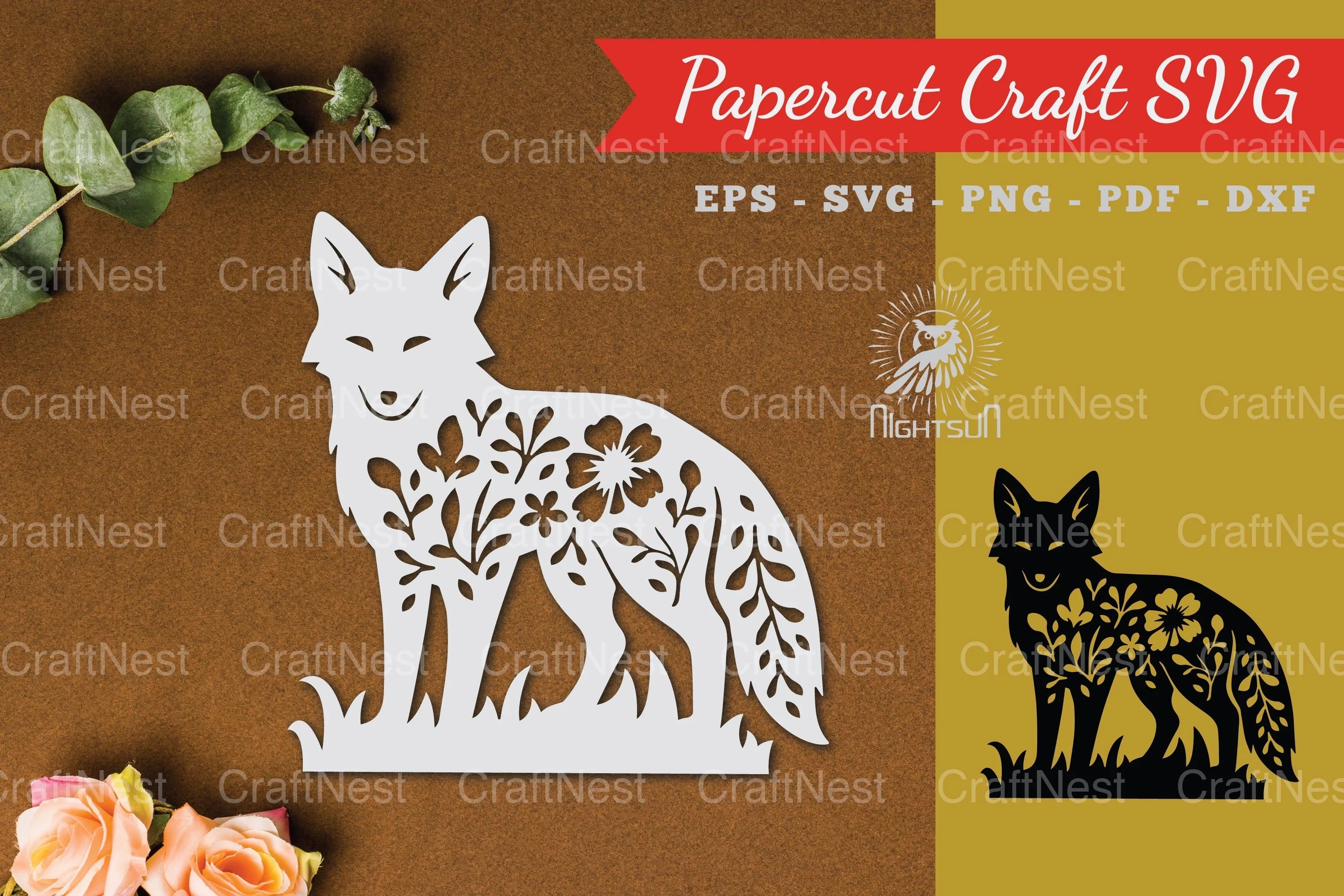 Floral Fox Paper Cut Clipart Bundle - CraftNest - Digital Crafting and Art