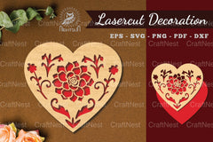 Floral Heart Laser Cut Decoration Clipart Bundle - CraftNest - Digital Crafting and Art