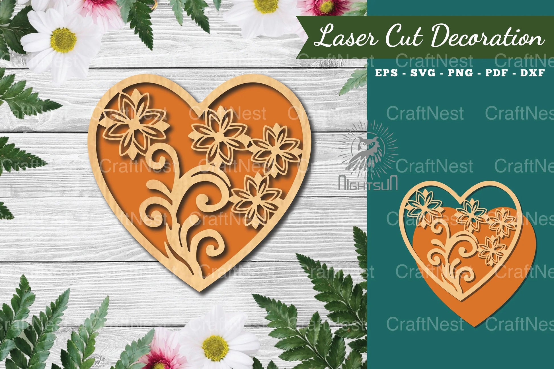 Floral Heart Laser Cut Decoration Clipart Bundle - CraftNest - Digital Crafting and Art