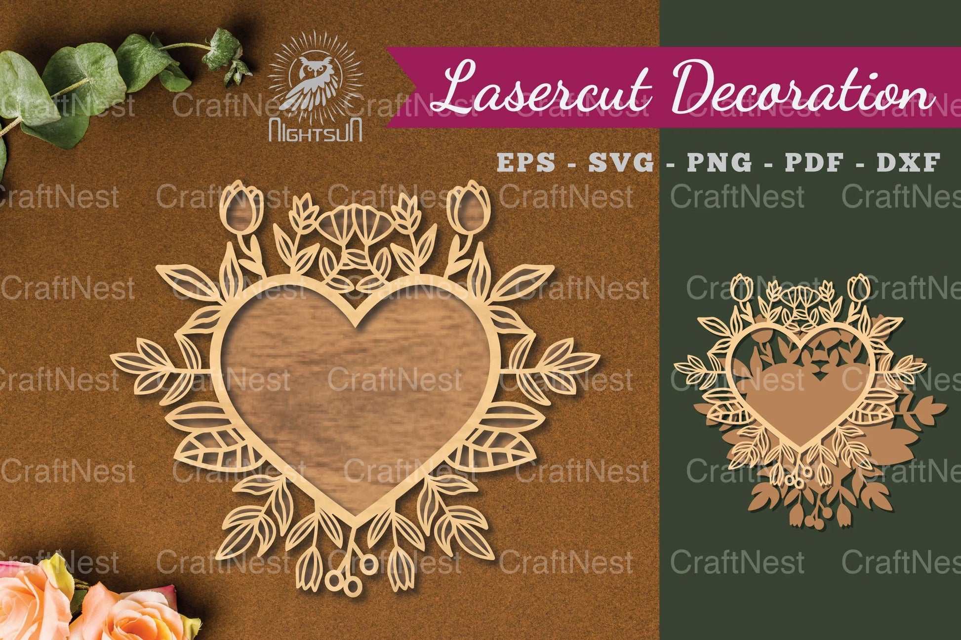 Floral Heart Laser Cut Decoration Clipart Bundle - CraftNest - Digital Crafting and Art
