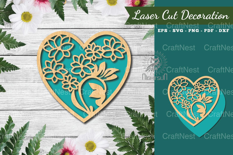 Floral Heart Laser Cut Decoration Clipart Bundle - CraftNest - Digital Crafting and Art