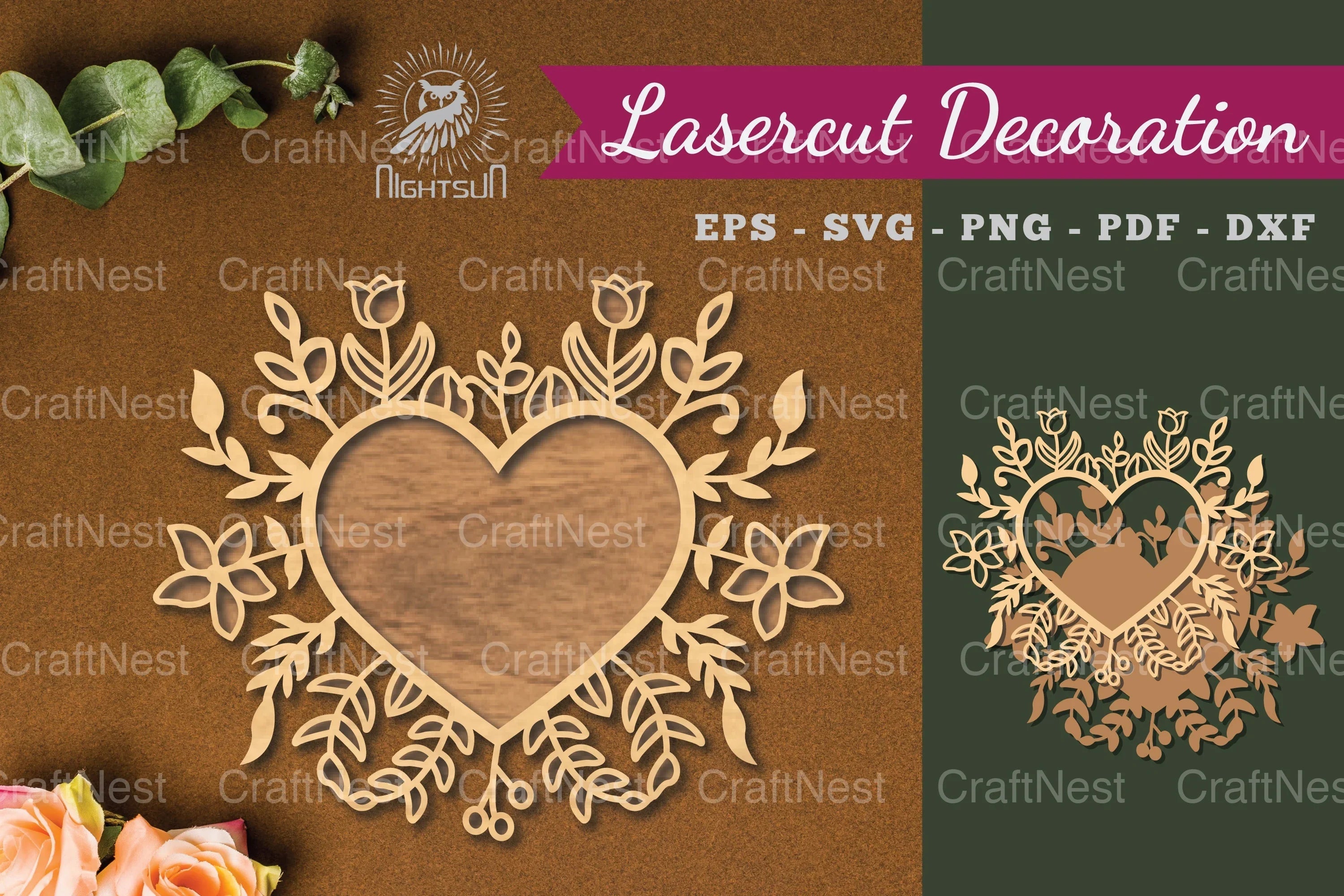 Floral Heart Laser Cut Decoration Clipart Bundle - CraftNest - Digital Crafting and Art