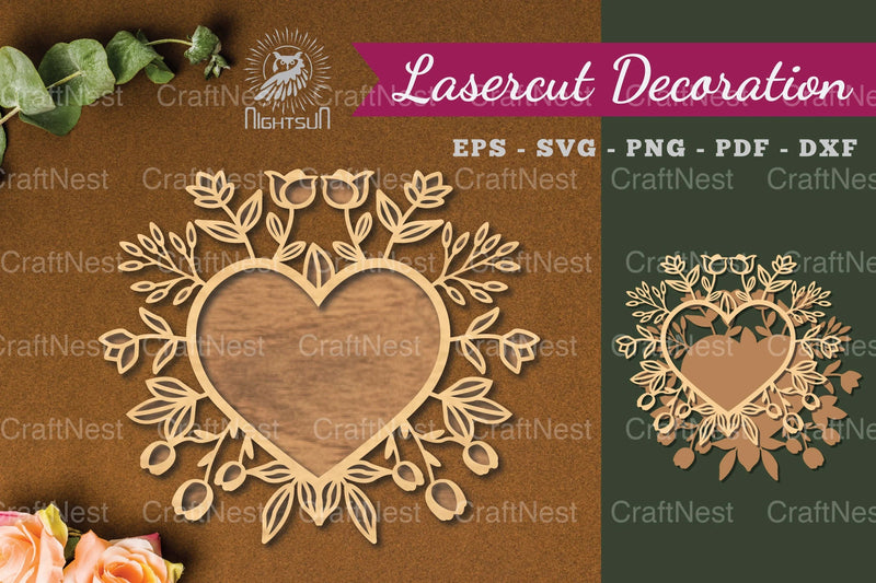 Floral Heart Laser Cut Decoration Clipart Bundle - CraftNest - Digital Crafting and Art