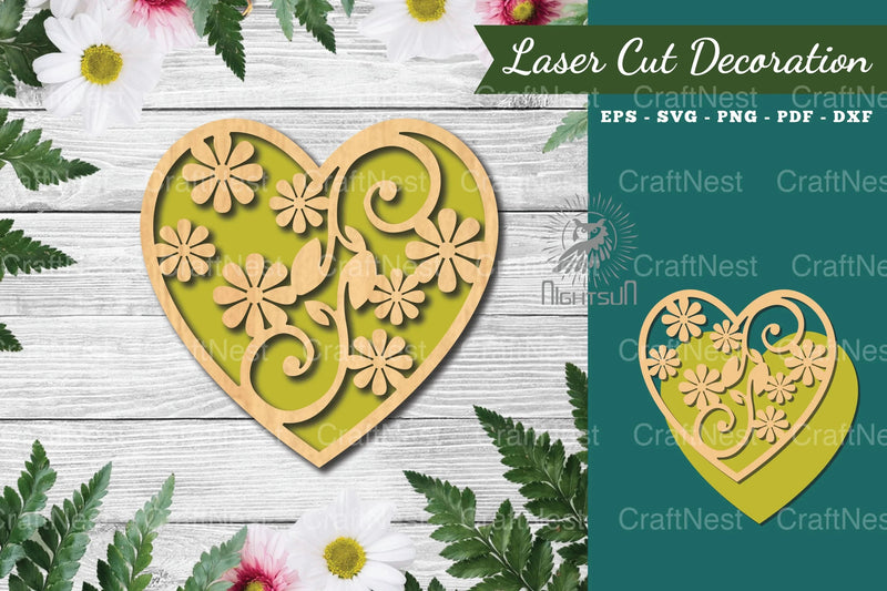 Floral Heart Laser Cut Decoration Clipart Bundle - CraftNest - Digital Crafting and Art