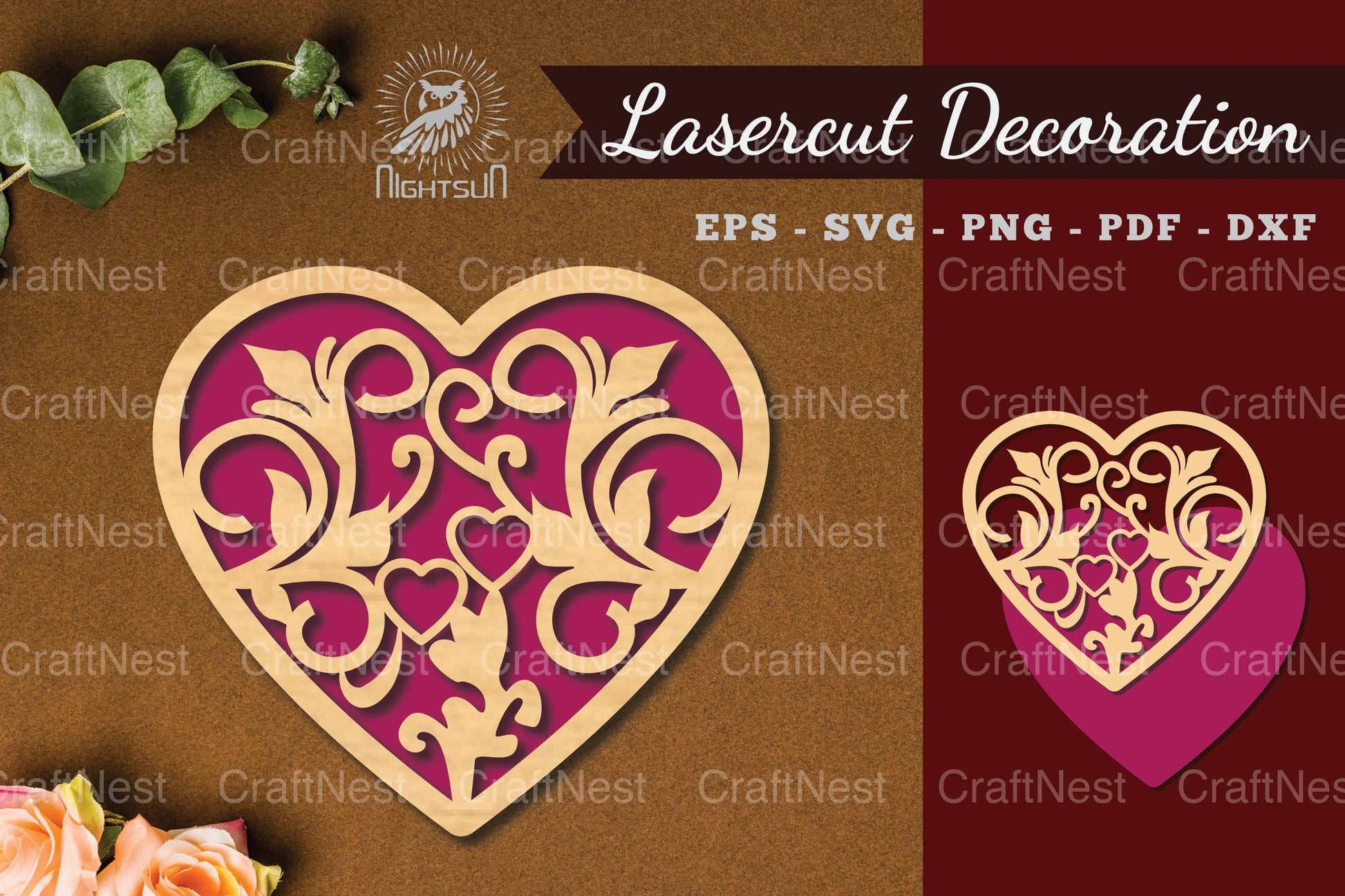Floral Heart Laser Cut Decoration Clipart Bundle - CraftNest - Digital Crafting and Art
