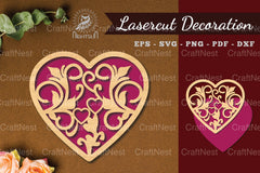 Floral Heart Laser Cut Decoration Clipart Bundle - CraftNest - Digital Crafting and Art