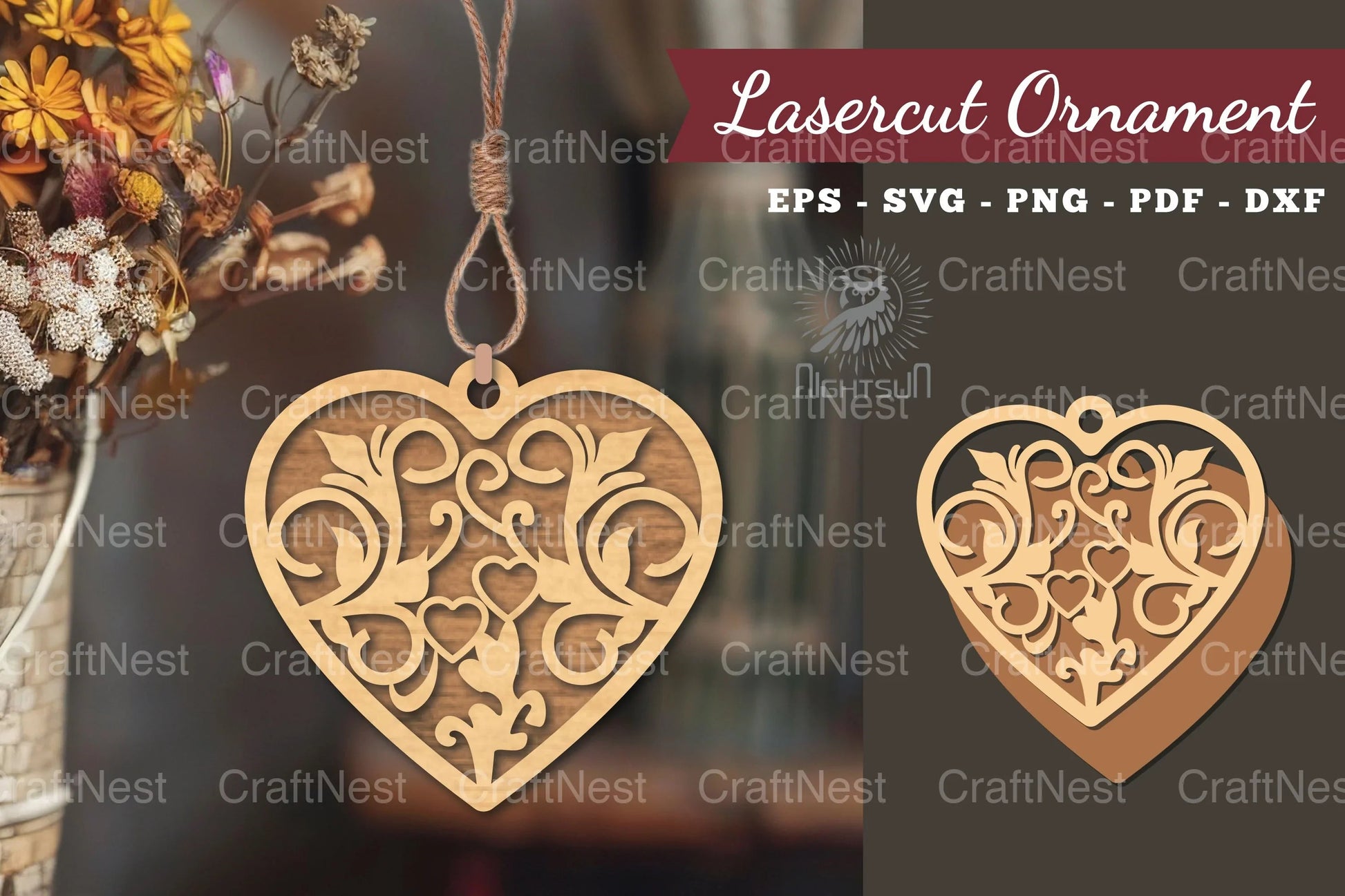 Floral Heart Laser Cut Ornament Clipart Bundle - CraftNest - Digital Crafting and Art