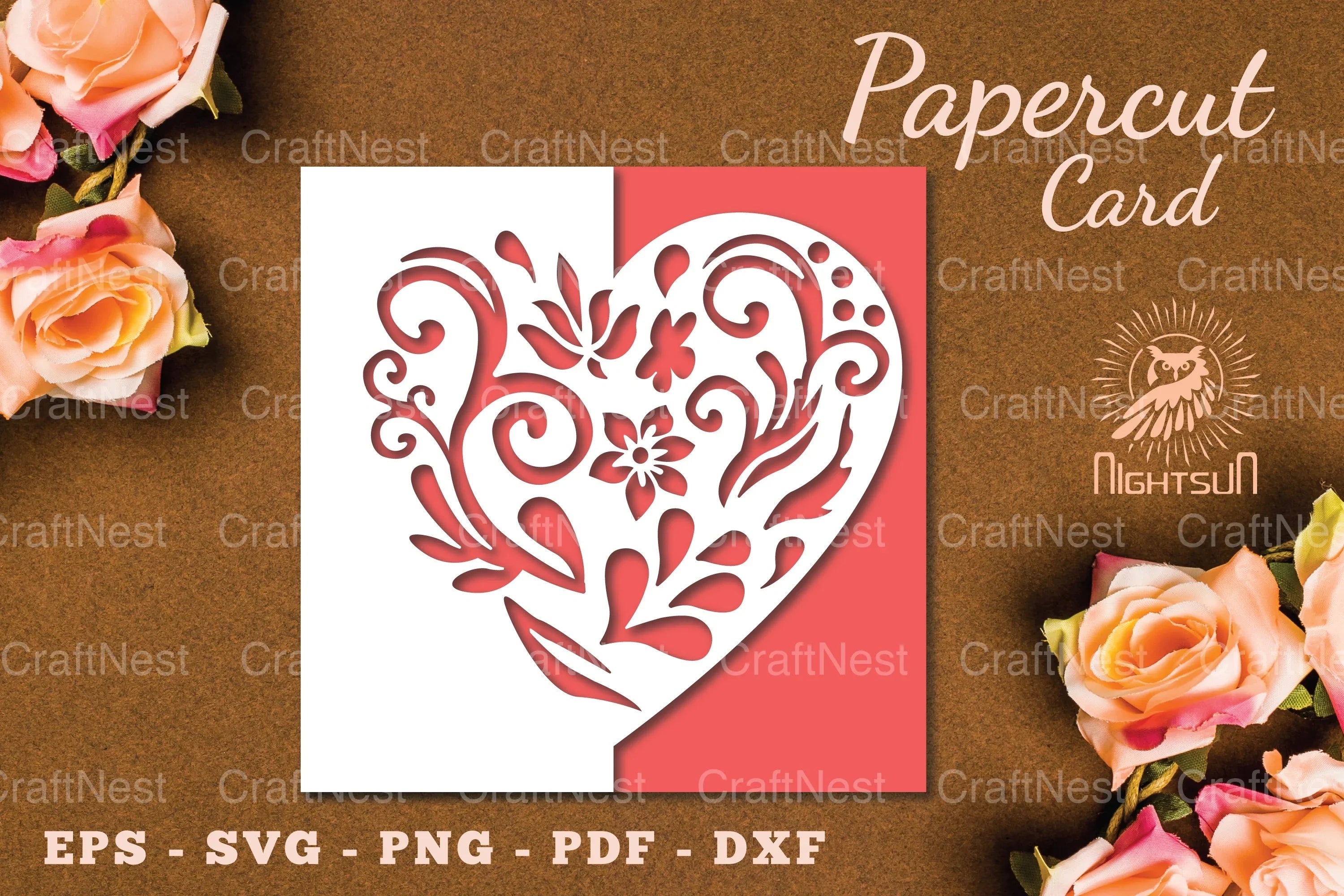 Floral Heart Papercut Card SVG Bundle - CraftNest - Digital Crafting and Art